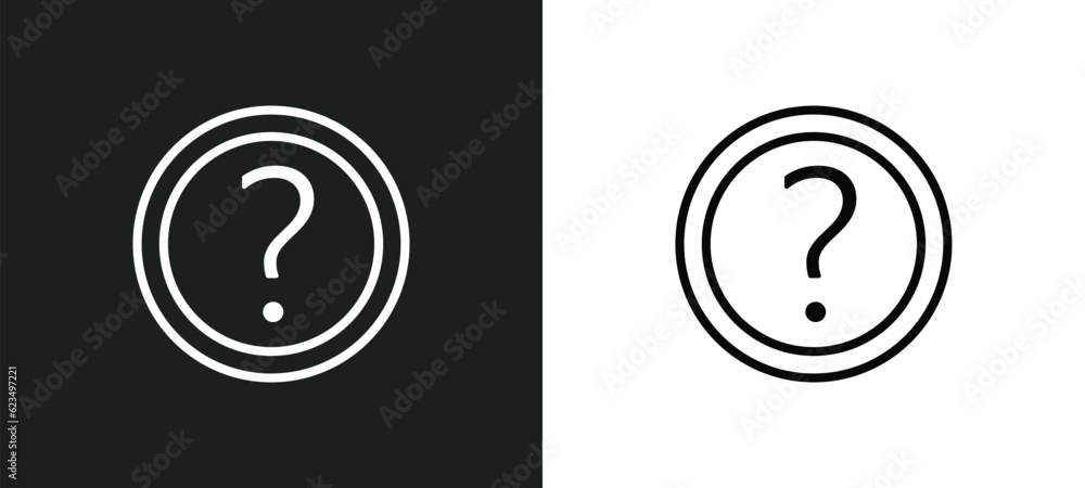 Poster round help button icon isolated in white and black colors. round help button outline vector icon fro