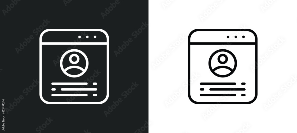 Poster accounts icon isolated in white and black colors. accounts outline vector icon from user interface c
