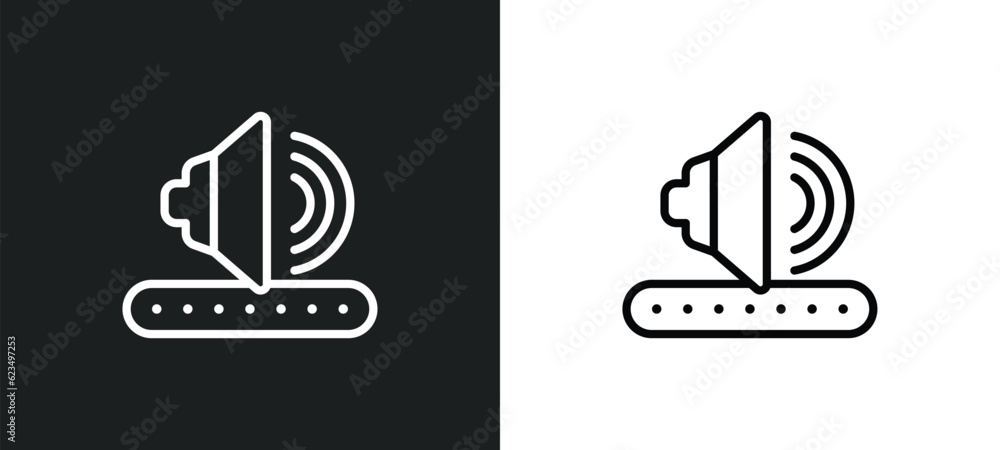 Poster amplified speaker icon isolated in white and black colors. amplified speaker outline vector icon fro