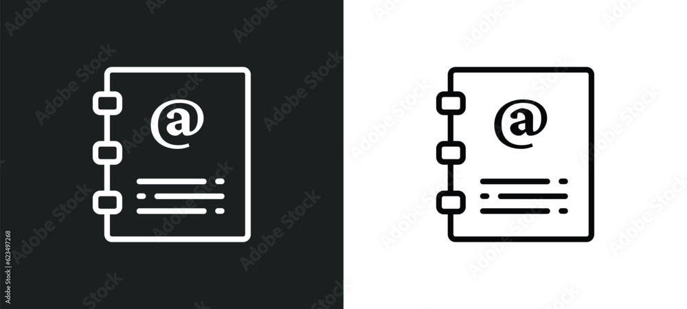 Poster contact notebook icon isolated in white and black colors. contact notebook outline vector icon from 