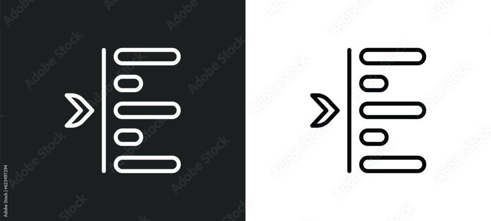 Poster left side alignment icon isolated in white and black colors. left side alignment outline vector icon