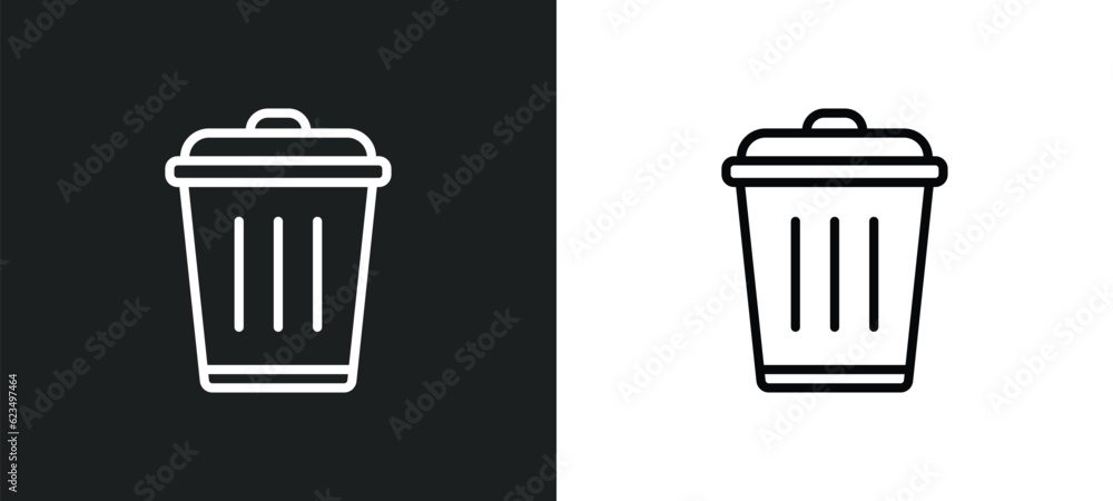 Poster trash bin icon isolated in white and black colors. trash bin outline vector icon from user interface