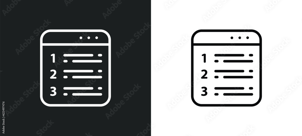 Poster numbering icon isolated in white and black colors. numbering outline vector icon from user interface