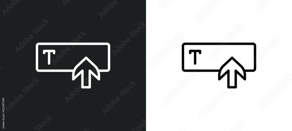 Poster text in icon isolated in white and black colors. text in outline vector icon from user interface col