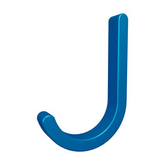 3D blue alphabet letter j for education and text concept