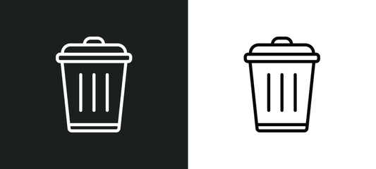 trash bin icon isolated in white and black colors. trash bin outline vector icon from user interface collection for web, mobile apps and ui.