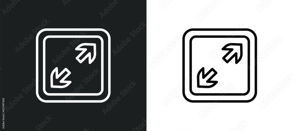 Poster expand tool icon isolated in white and black colors. expand tool outline vector icon from user inter