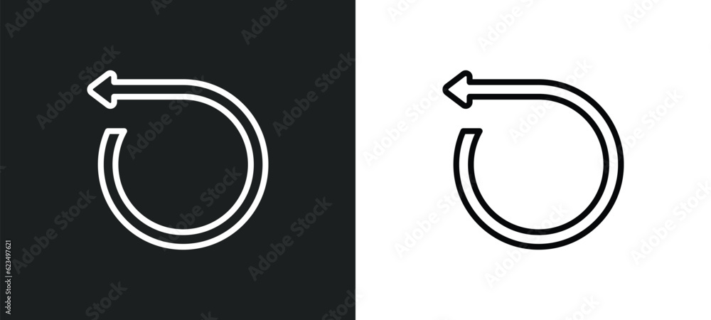 Poster rotate left icon isolated in white and black colors. rotate left outline vector icon from user inter