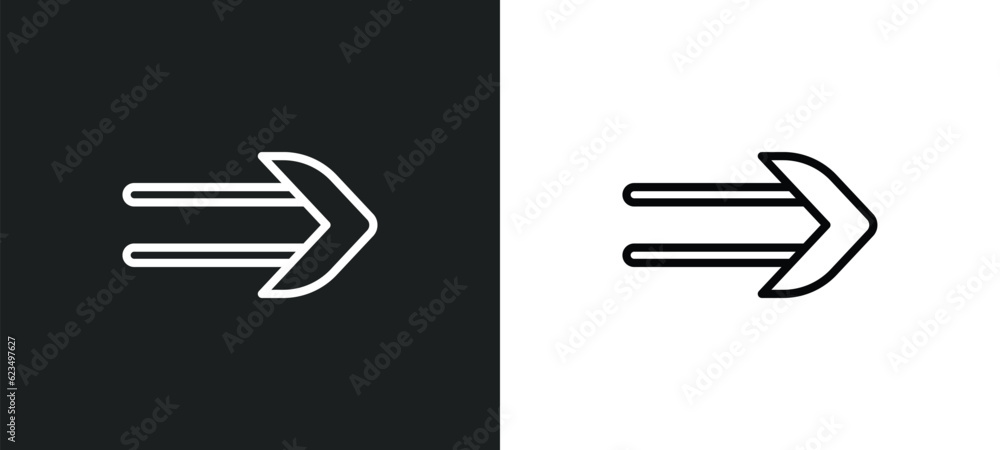 Poster slim right icon isolated in white and black colors. slim right outline vector icon from user interfa