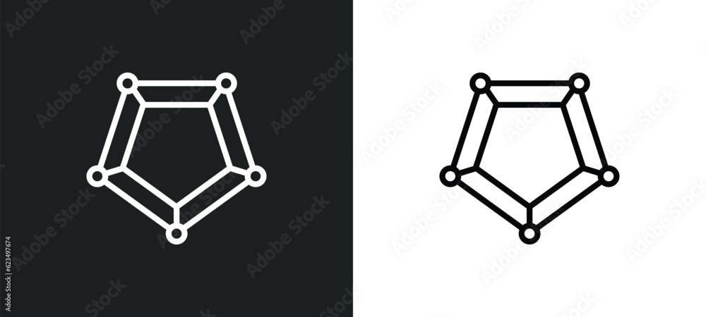Poster pentagonal chart icon isolated in white and black colors. pentagonal chart outline vector icon from 