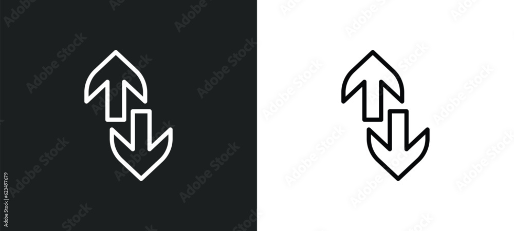 Poster up and down arrow icon isolated in white and black colors. up and down arrow outline vector icon fro