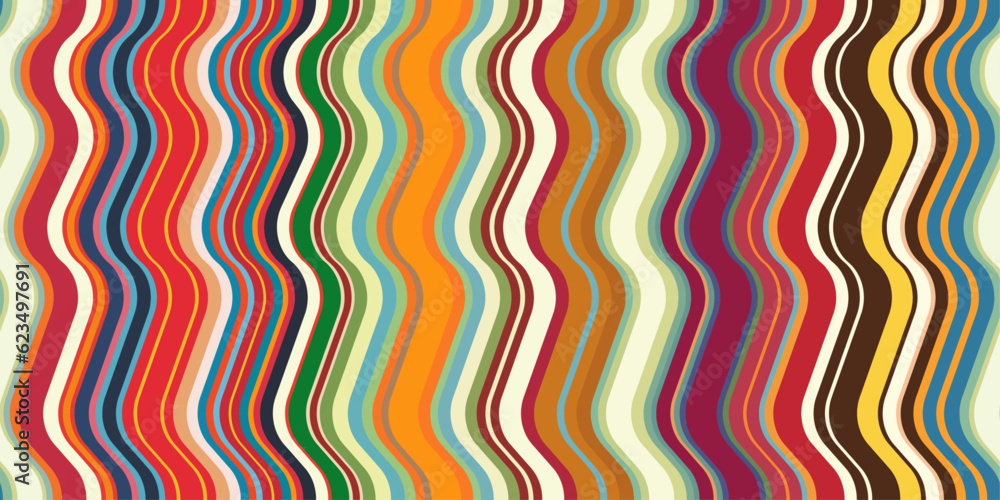 Poster wavy colored stripes going one after another. seamless striped pattern.