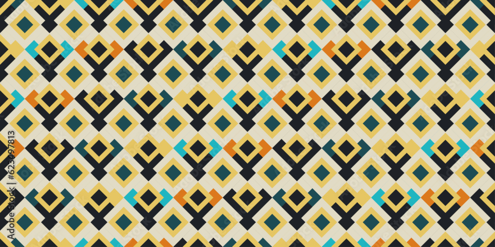 Aufkleber Rectangular colored squared shapes that create a texture of the same type of surface. Seamless background of stylish rhombuses. For interior, packaging, textiles, various prints.