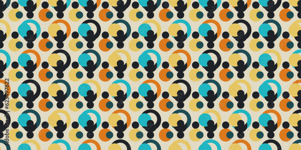 Fototapete Rectangular colored circles that create a texture of the same type of surface. Seamless background of stylish circles. For interior, packaging, textiles, various prints.