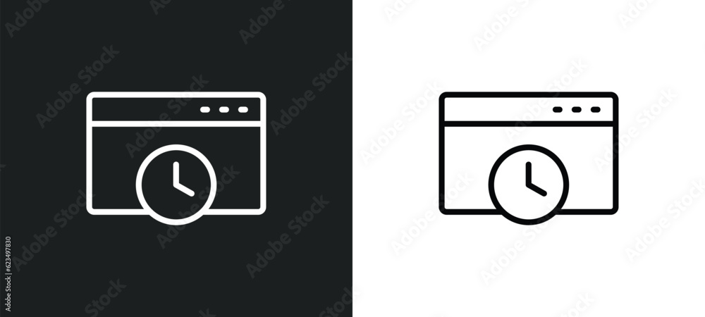 Poster window time icon isolated in white and black colors. window time outline vector icon from user inter