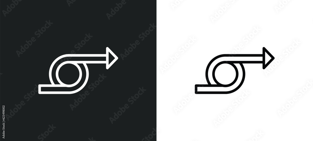 Poster right loop arrow icon isolated in white and black colors. right loop arrow outline vector icon from 