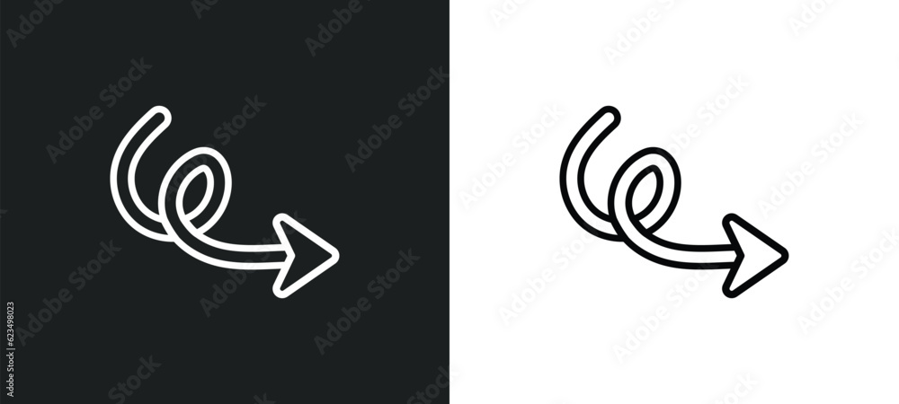 Poster sketch loop arrow icon isolated in white and black colors. sketch loop arrow outline vector icon fro