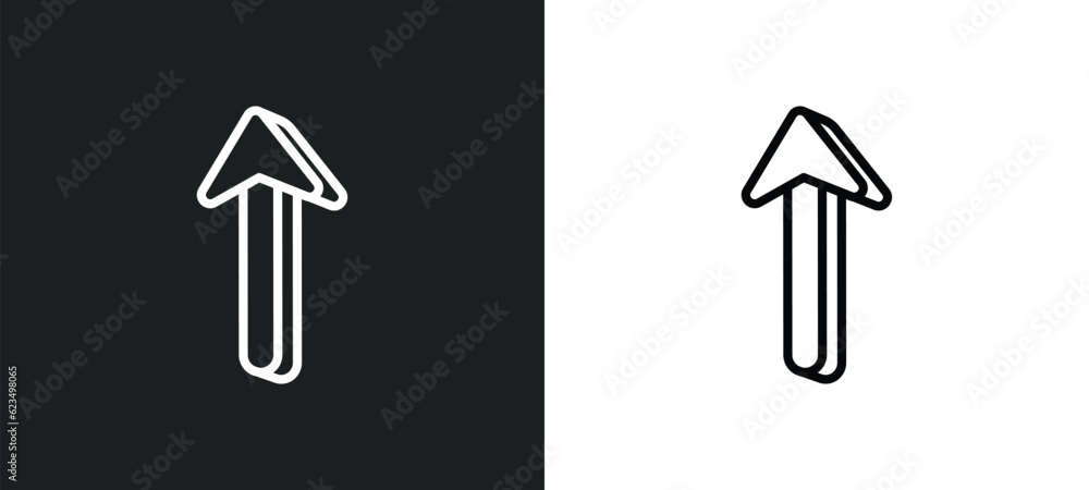 Poster 3d up arrow icon isolated in white and black colors. 3d up arrow outline vector icon from user inter