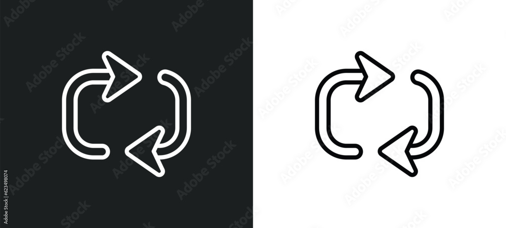 Poster looping arrows icon isolated in white and black colors. looping arrows outline vector icon from user