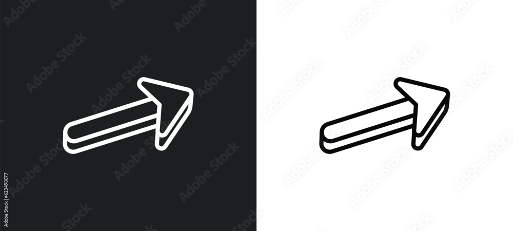Poster 3d forward arrow icon isolated in white and black colors. 3d forward arrow outline vector icon from 