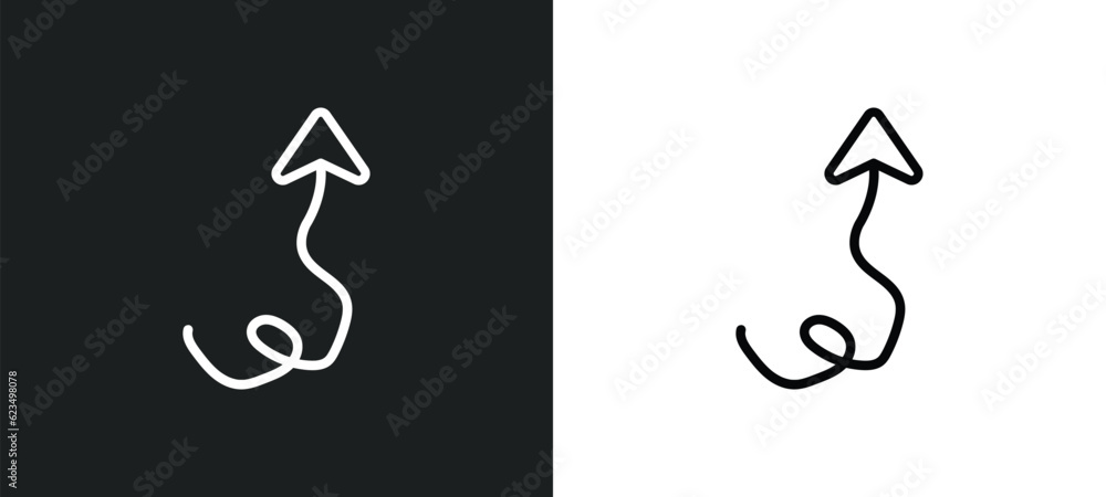 Poster up arrow with scribble icon isolated in white and black colors. up arrow with scribble outline vecto