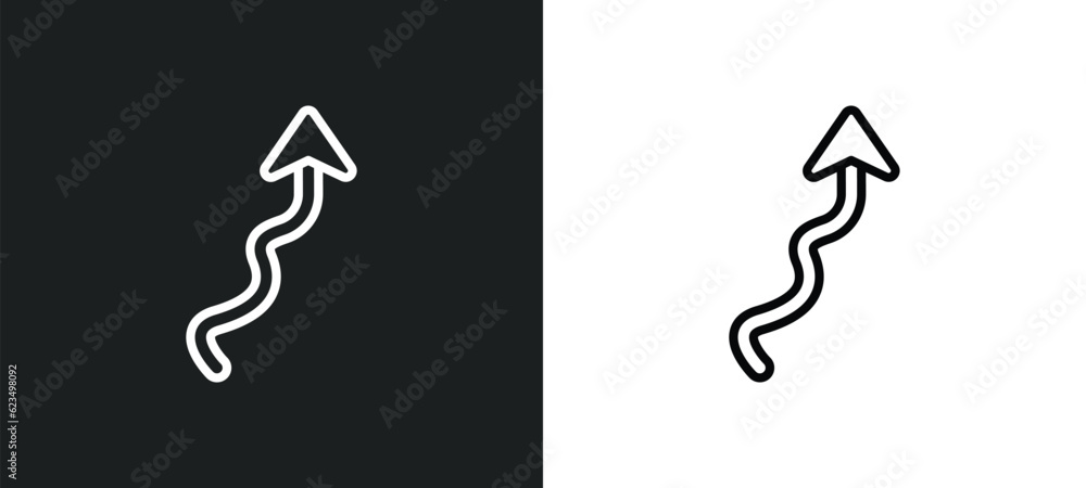 Poster arrow with scribble icon isolated in white and black colors. arrow with scribble outline vector icon