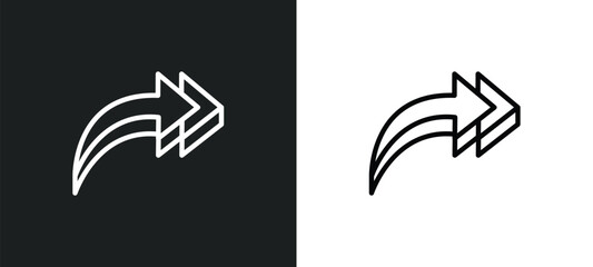 3d turn right arrow icon isolated in white and black colors. 3d turn right arrow outline vector icon from user interface collection. collection for web, mobile apps and ui.