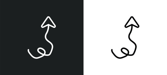 up arrow with scribble icon isolated in white and black colors. up arrow with scribble outline vector icon from user interface collection for web, mobile apps and ui.