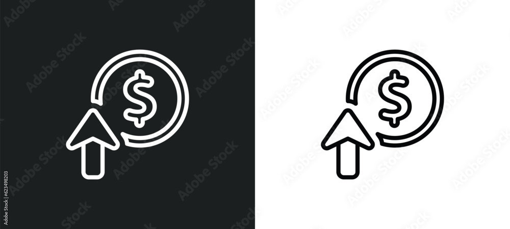 Poster improve incomes icon isolated in white and black colors. improve incomes outline vector icon from us