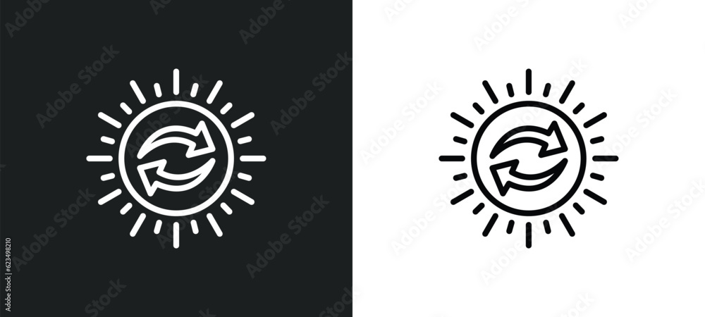 Poster solar recycle icon isolated in white and black colors. solar recycle outline vector icon from user i