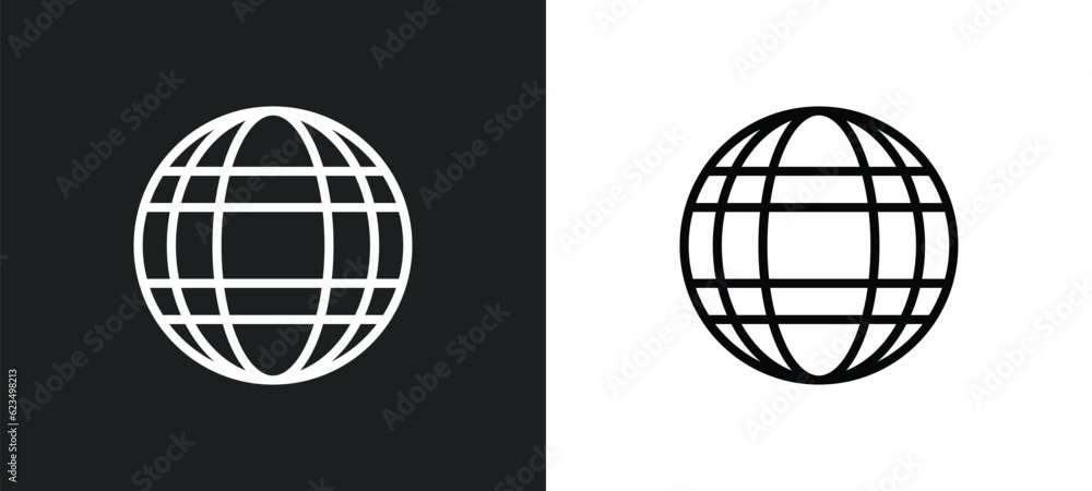 Poster worldgrid icon isolated in white and black colors. worldgrid outline vector icon from user interface