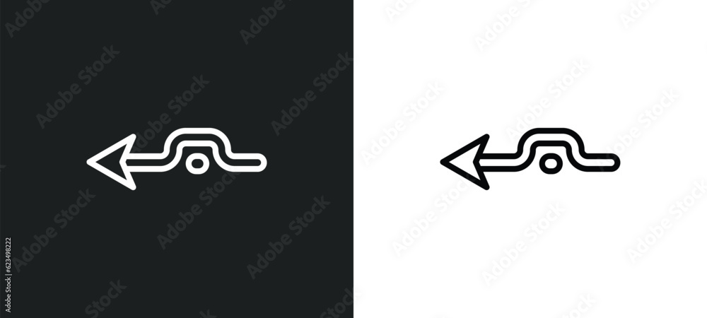 Poster detour icon isolated in white and black colors. detour outline vector icon from user interface colle
