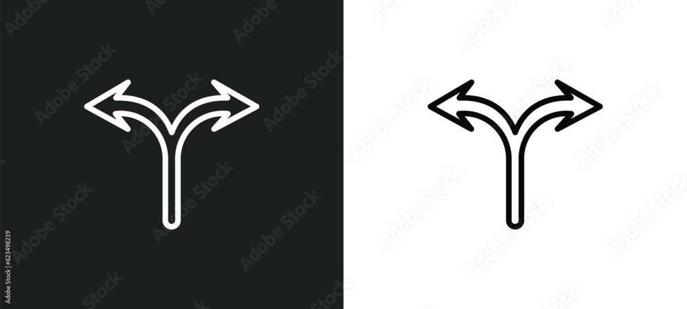 Poster bifurcation icon isolated in white and black colors. bifurcation outline vector icon from user inter