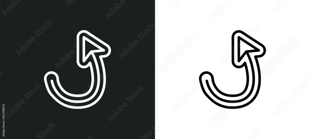 Poster turn up arrow icon isolated in white and black colors. turn up arrow outline vector icon from user i
