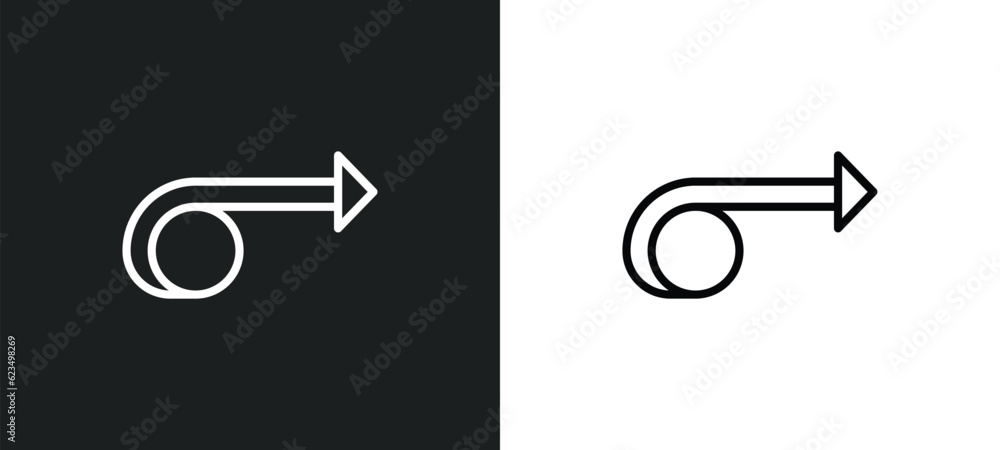Poster right turn icon isolated in white and black colors. right turn outline vector icon from user interfa