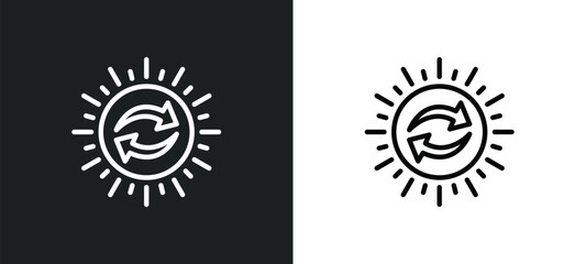 solar recycle icon isolated in white and black colors. solar recycle outline vector icon from user interface collection for web, mobile apps and ui.