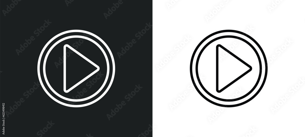 Poster video play icon isolated in white and black colors. video play outline vector icon from user interfa