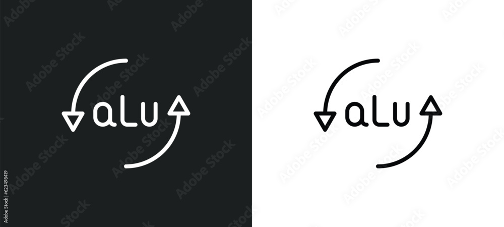 Poster alu icon isolated in white and black colors. alu outline vector icon from user interface collection 