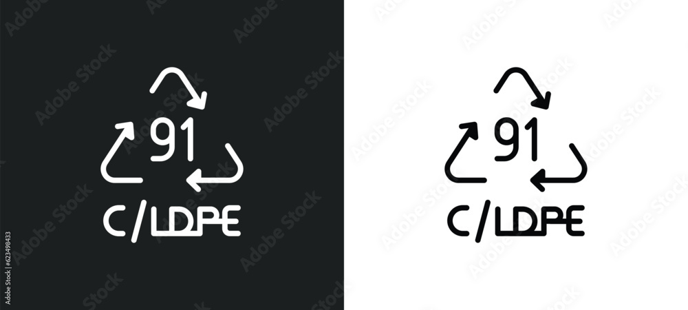 Poster 91 c/ldpe icon isolated in white and black colors. 91 c/ldpe outline vector icon from user interface