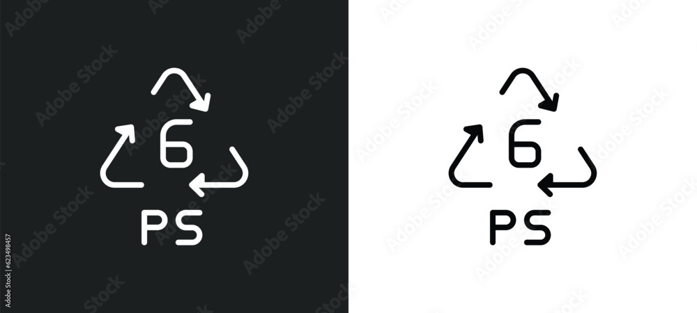 Poster 6 ps icon isolated in white and black colors. 6 ps outline vector icon from user interface collectio