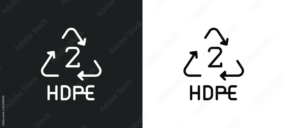 Poster hdpe 2 icon isolated in white and black colors. hdpe 2 outline vector icon from user interface colle
