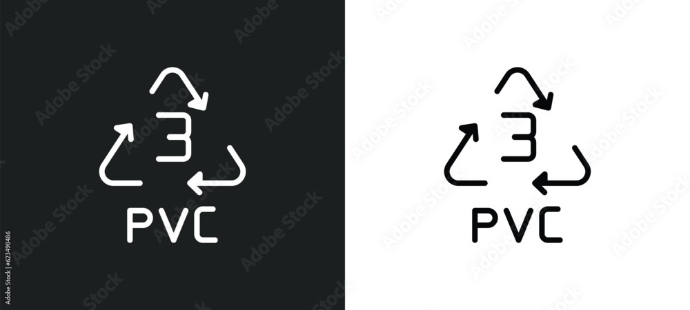 Poster 3 pvc icon isolated in white and black colors. 3 pvc outline vector icon from user interface collect