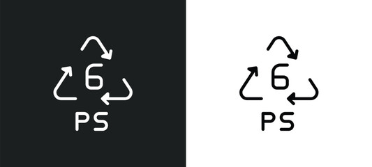 6 ps icon isolated in white and black colors. 6 ps outline vector icon from user interface collection for web, mobile apps and ui.