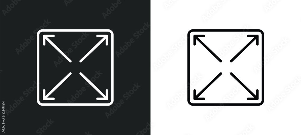 Poster expand button icon isolated in white and black colors. expand button outline vector icon from user i