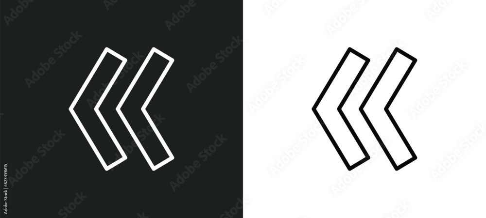 Poster two left arrows icon isolated in white and black colors. two left arrows outline vector icon from us