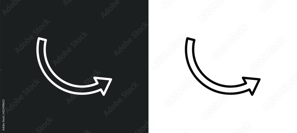 Poster round right arrow icon isolated in white and black colors. round right arrow outline vector icon fro