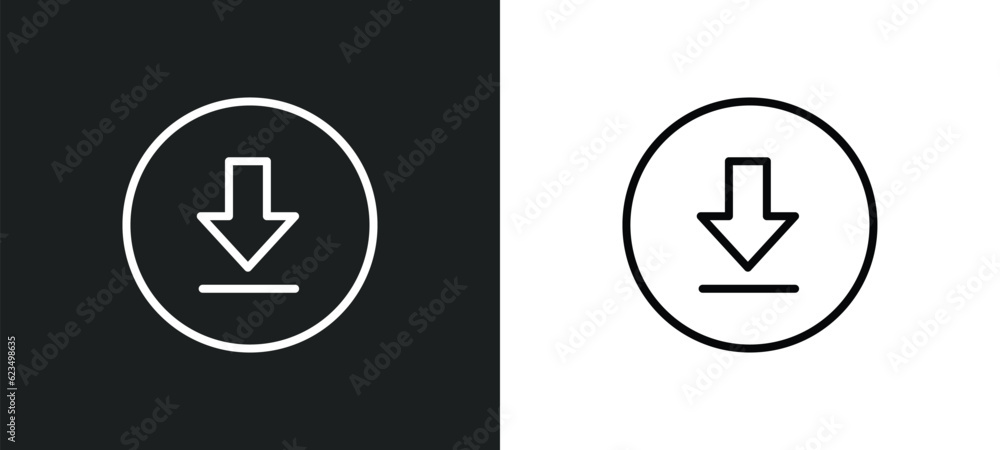 Poster downloading icon isolated in white and black colors. downloading outline vector icon from user inter