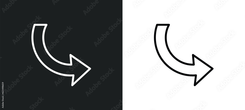 Poster curve arrows icon isolated in white and black colors. curve arrows outline vector icon from user int
