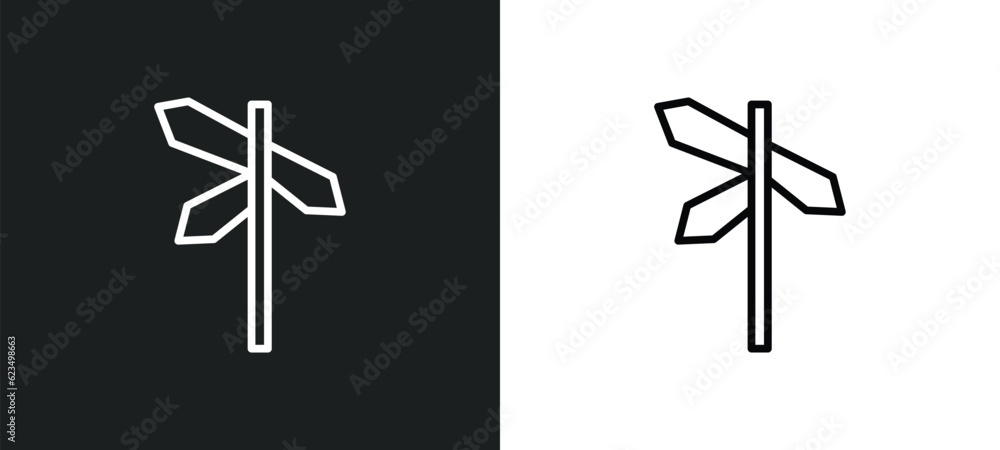 Poster crossroads icon isolated in white and black colors. crossroads outline vector icon from user interfa