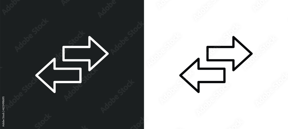 Poster opposite directions icon isolated in white and black colors. opposite directions outline vector icon